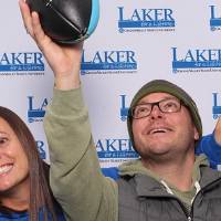 Alumni throwing football